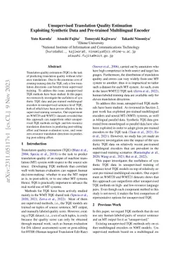 Unsupervised Translation Quality Estimation Exploiting Synthetic Data
  and Pre-trained Multilingual Encoder