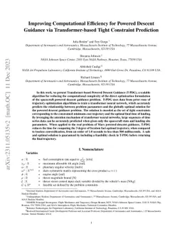 Improving Computational Efficiency for Powered Descent Guidance via
  Transformer-based Tight Constraint Prediction