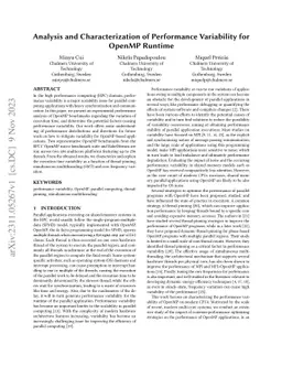 Analysis and Characterization of Performance Variability for OpenMP
  Runtime