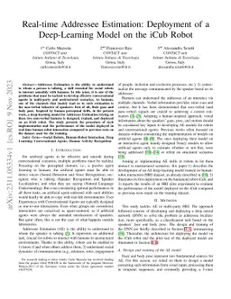 Real-time Addressee Estimation: Deployment of a Deep-Learning Model on
  the iCub Robot