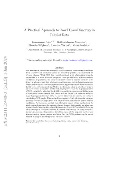A Practical Approach to Novel Class Discovery in Tabular Data