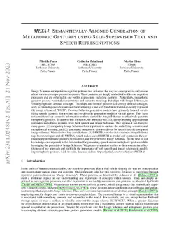 META4: Semantically-Aligned Generation of Metaphoric Gestures Using
  Self-Supervised Text and Speech Representation