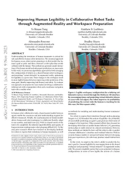 Improving Human Legibility in Collaborative Robot Tasks through
  Augmented Reality and Workspace Preparation