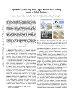 SynH2R: Synthesizing Hand-Object Motions for Learning Human-to-Robot Handovers