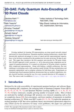 3D-QAE: Fully Quantum Auto-Encoding of 3D Point Clouds