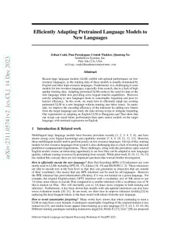 Efficiently Adapting Pretrained Language Models To New Languages