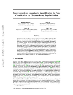 Improvements on Uncertainty Quantification for Node Classification via
  Distance-Based Regularization