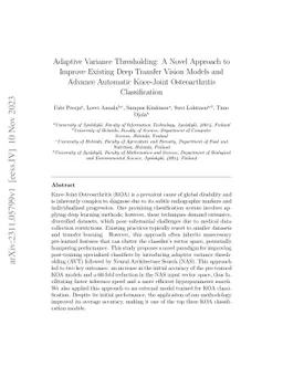 Adaptive Variance Thresholding: A Novel Approach to Improve Existing
  Deep Transfer Vision Models and Advance Automatic Knee-Joint Osteoarthritis
  Classification