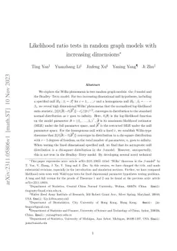 Likelihood ratio tests in random graph models with increasing dimensions