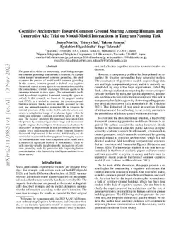 Cognitive Architecture Toward Common Ground Sharing Among Humans and
  Generative AIs: Trial on Model-Model Interactions in Tangram Naming Task
