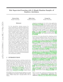 Fair Supervised Learning with A Simple Random Sampler of Sensitive
  Attributes