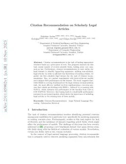 Citation Recommendation on Scholarly Legal Articles
