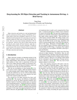 Deep learning for 3D Object Detection and Tracking in Autonomous
  Driving: A Brief Survey