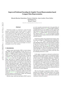 Improved Positional Encoding for Implicit Neural Representation based
  Compact Data Representation