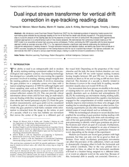 Dual input stream transformer for vertical drift correction in
  eye-tracking reading data