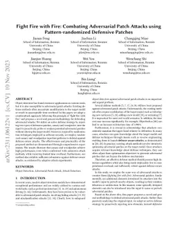 Fight Fire with Fire: Combating Adversarial Patch Attacks using
  Pattern-randomized Defensive Patches