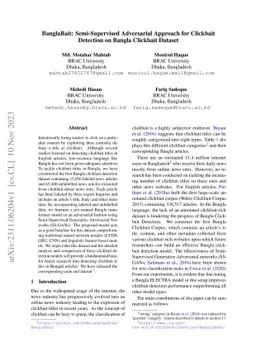 BanglaBait: Semi-Supervised Adversarial Approach for Clickbait Detection
  on Bangla Clickbait Dataset
