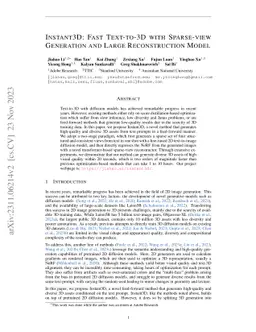 Instant3D: Fast Text-to-3D with Sparse-View Generation and Large
  Reconstruction Model