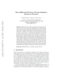 Does Differential Privacy Prevent Backdoor Attacks in Practice?