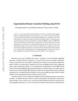 Argumentation Element Annotation Modeling using XLNet