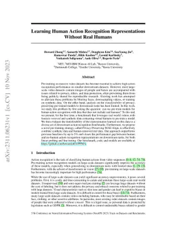 Learning Human Action Recognition Representations Without Real Humans