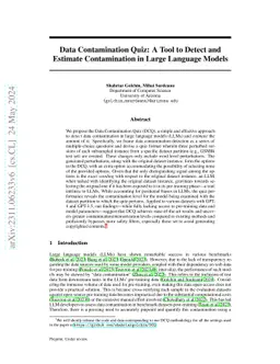 Data Contamination Quiz: A Tool to Detect and Estimate Contamination in
  Large Language Models