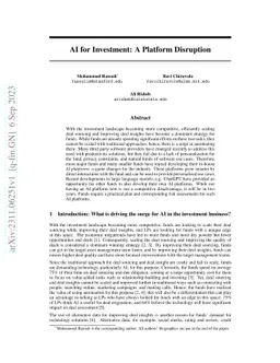 AI for Investment: A Platform Disruption