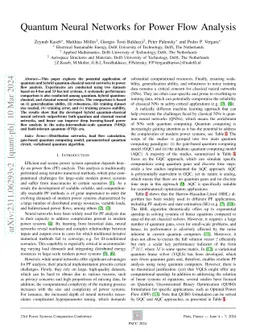 Quantum Neural Networks for Power Flow Analysis