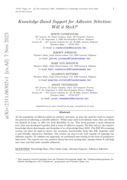 Knowledge-Based Support for Adhesive Selection: Will it Stick?