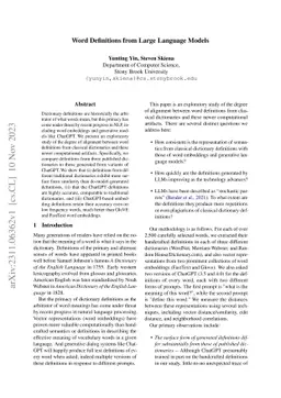 Word Definitions from Large Language Models