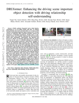 DRUformer: Enhancing the driving scene Important object detection with
  driving relationship self-understanding