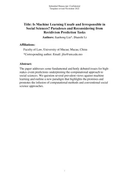 Is Machine Learning Unsafe and Irresponsible in Social Sciences?
  Paradoxes and Reconsidering from Recidivism Prediction Tasks