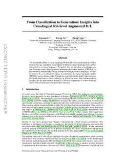From Classification to Generation: Insights into Crosslingual Retrieval
  Augmented ICL