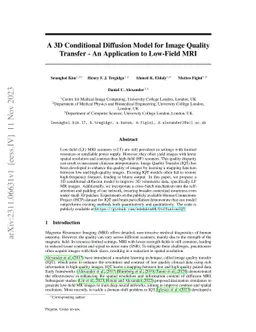 A 3D Conditional Diffusion Model for Image Quality Transfer -- An
  Application to Low-Field MRI