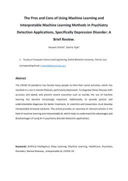 The Pros and Cons of Using Machine Learning and Interpretable Machine
  Learning Methods in psychiatry detection applications, specifically
  depression disorder: A Brief Review