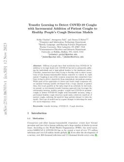 Transfer Learning to Detect COVID-19 Coughs with Incremental Addition of
  Patient Coughs to Healthy People's Cough Detection Models