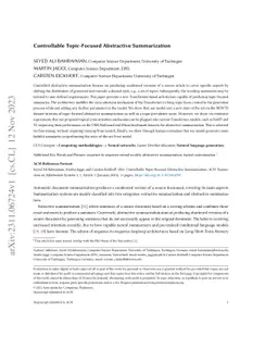 Controllable Topic-Focused Abstractive Summarization