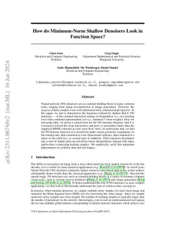 How do Minimum-Norm Shallow Denoisers Look in Function Space?