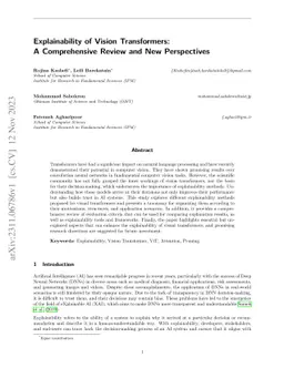 Explainability of Vision Transformers: A Comprehensive Review and New
  Perspectives