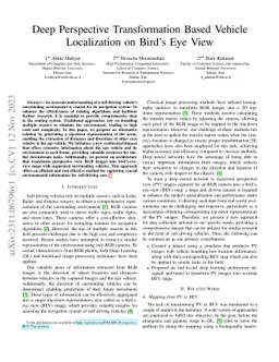 Deep Perspective Transformation Based Vehicle Localization on Bird's Eye
  View