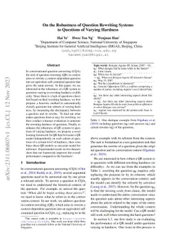 On the Robustness of Question Rewriting Systems to Questions of Varying
  Hardness