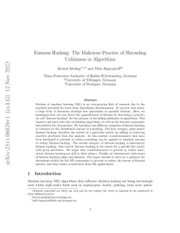 Fairness Hacking: The Malicious Practice of Shrouding Unfairness in
  Algorithms