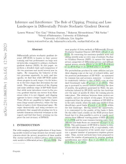 Inference and Interference: The Role of Clipping, Pruning and Loss
  Landscapes in Differentially Private Stochastic Gradient Descent