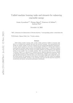 Unified machine learning tasks and datasets for enhancing renewable
  energy
