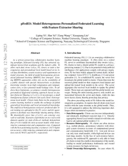 pFedES: Model Heterogeneous Personalized Federated Learning with Feature
  Extractor Sharing