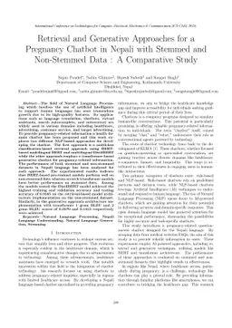 Retrieval and Generative Approaches for a Pregnancy Chatbot in Nepali
  with Stemmed and Non-Stemmed Data : A Comparative Study