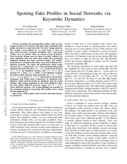 Spotting Fake Profiles in Social Networks via Keystroke Dynamics