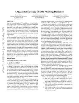 A Quantitative Study of SMS Phishing Detection