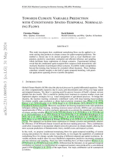 Towards Climate Variable Prediction with Conditioned Spatio-Temporal
  Normalizing Flows