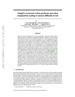 Adaptive recurrent vision performs zero-shot computation scaling to
  unseen difficulty levels